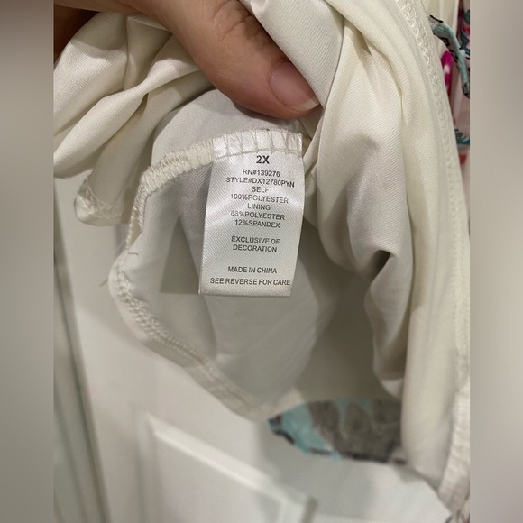 Daniel Rainn DR2 Blouse Womens Plus 2X Paisley Floral Balloon 3/4 Sleeve 2 Piece - Picture 7 of 15